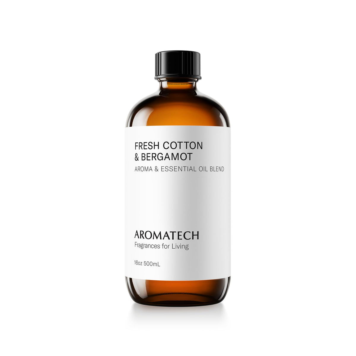 AromaTech Fresh Cotton Bergamot bottle pour for bright, uplifting spaces.