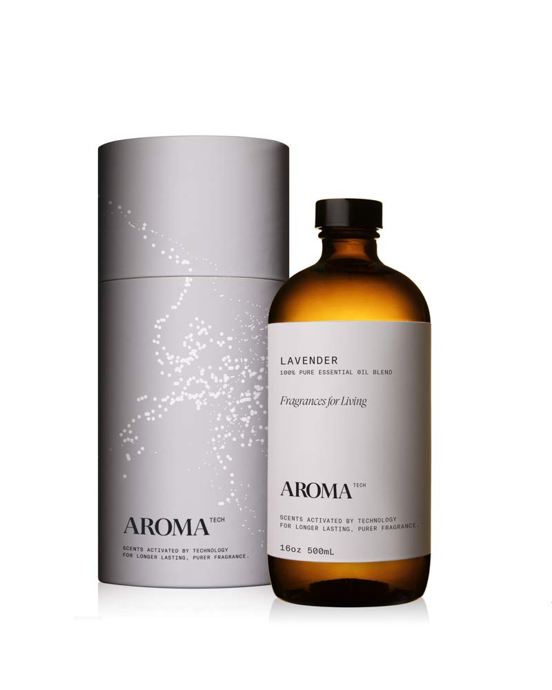 AromaTech Lavender packaging close-up—premium 500 mL bottle design.