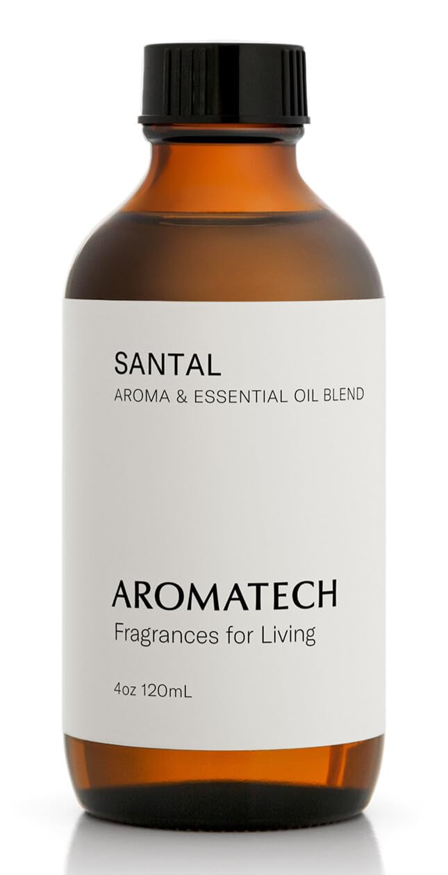 AromaTech Santal amber-vanilla bottle evokes warm luxury and comfort
