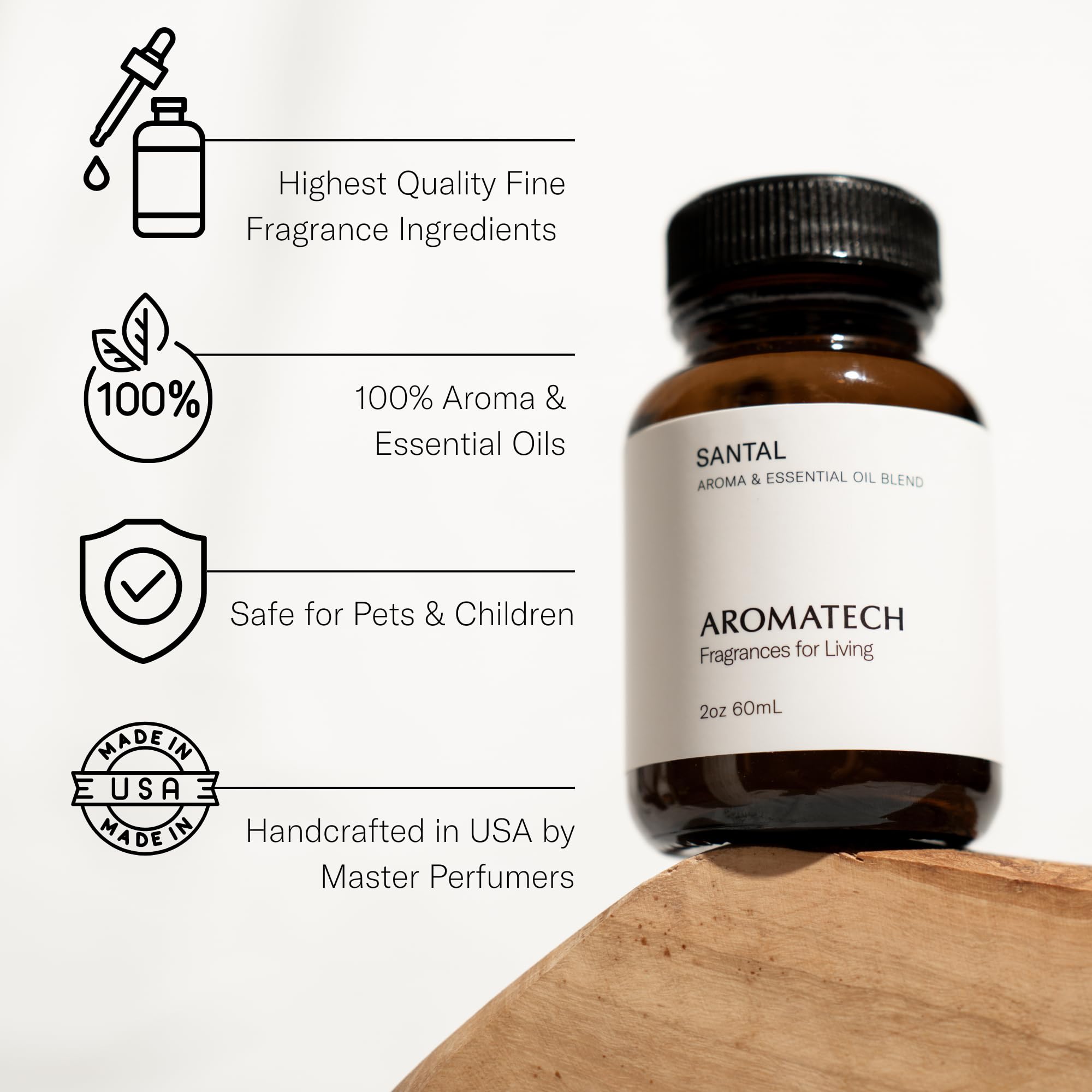 AromaTech Santal amber-vanilla note highlights luxurious mood for evenings.