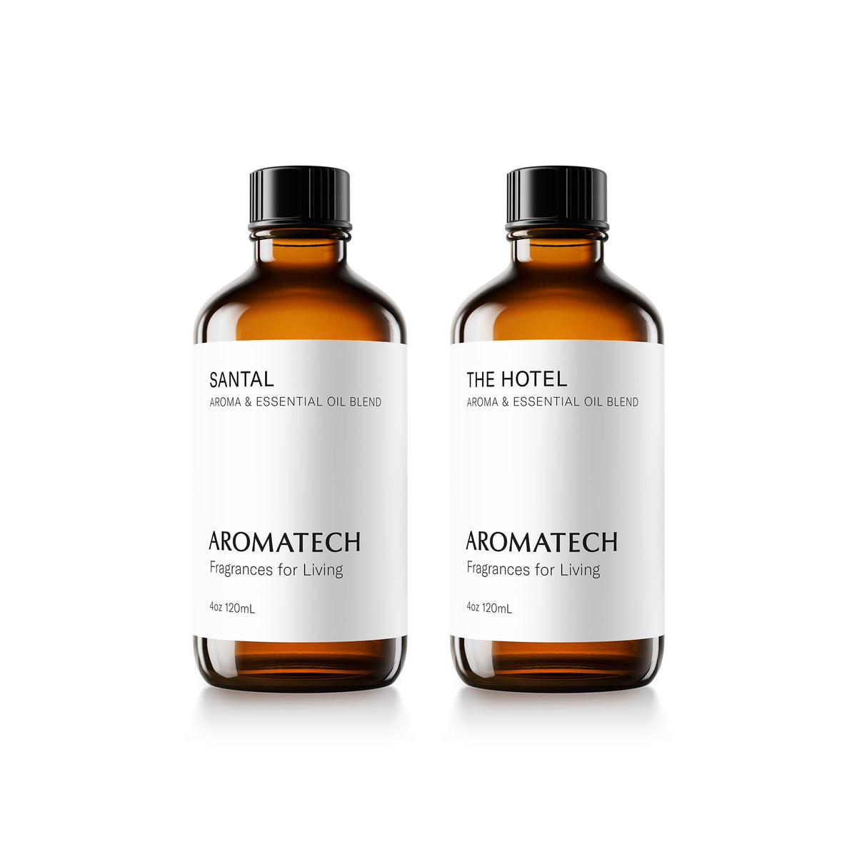 AromaTech Santal & Papyrus bottle showing warm, inviting fragrance for living spaces.