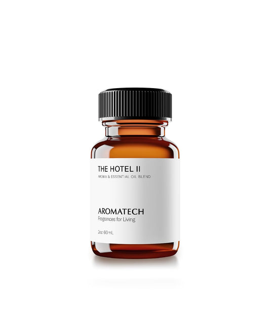 AromaTech The Hotel II bottle front showcasing luxury diffuser blend for serene spaces.