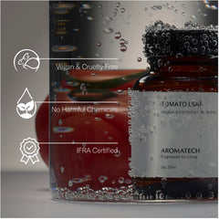 AromaTech Tomato Leaf bottle pour capturing aroma release details
