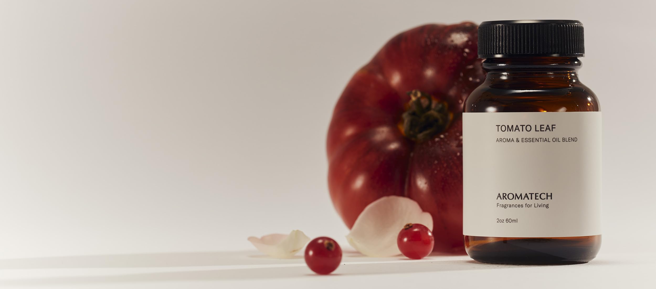 AromaTech Tomato Leaf amber bottle on shelf suggesting long-lasting diffusion