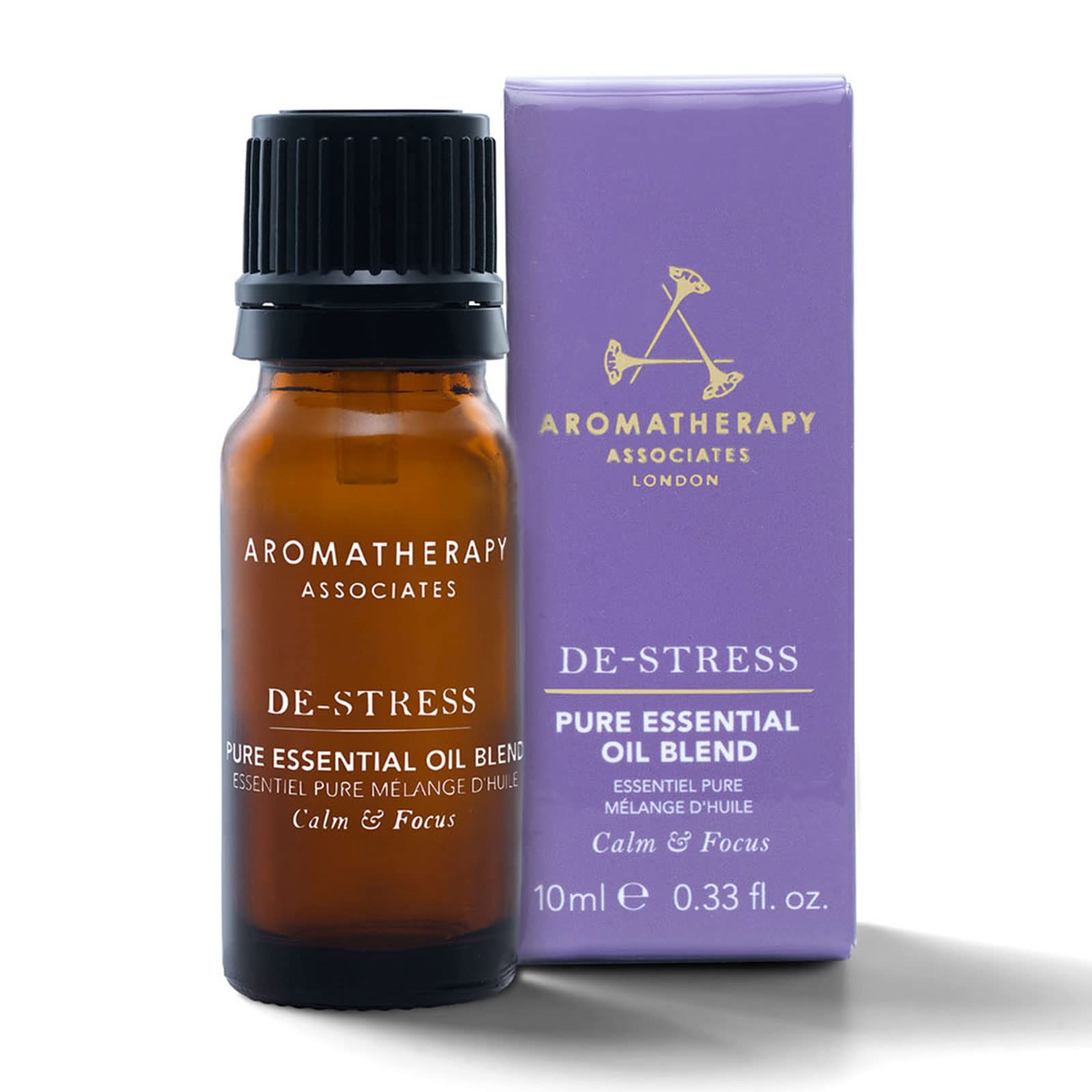 Aromatherapy Associates De-Stress blend closeup showing frankincense and chamomile notes