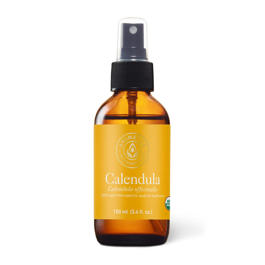 Aromatics International Calendula Hydrosol bottle with soothing skin and home use.