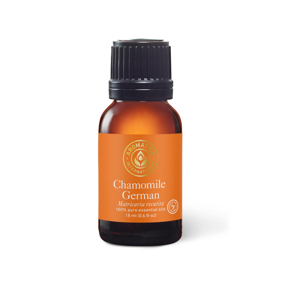 Aromatics International chamomile oil bottle 18ml for diffusion and calming routines.