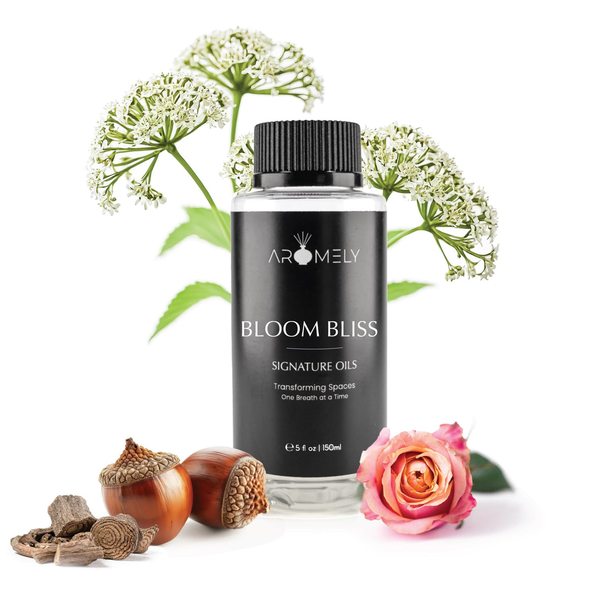 Aromely Bloom Bliss bottle for hotel-inspired luxury fragrance in any room.