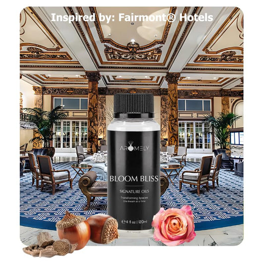 AROMELY Bloom Bliss fragrance notes featuring cardamom and leather for depth and warmth.