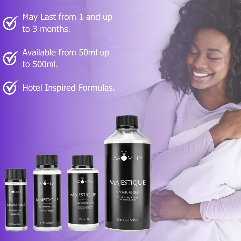 Aromely Majestique diffuser releasing a light nano-mist for lasting scent.