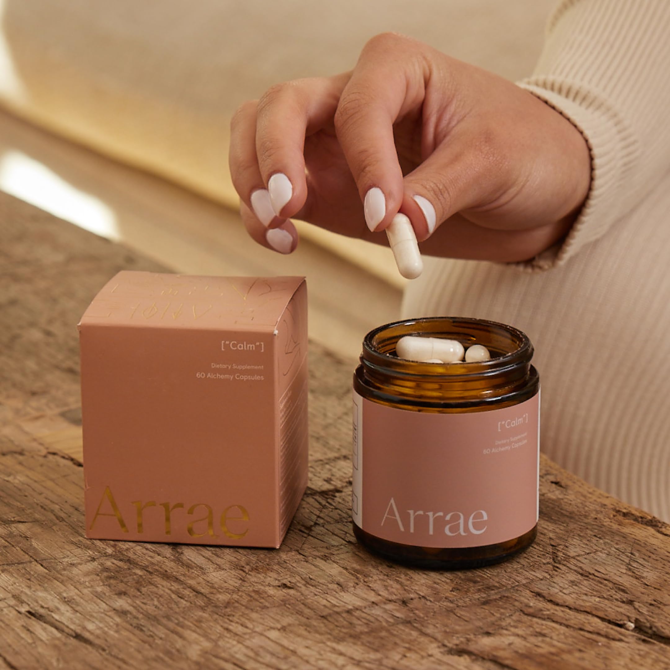 Arrae Calm vegan organic seal visible on the package