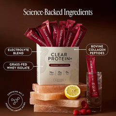Arrae Clear Protein single-pack on a backpack for on-the-go nutrition