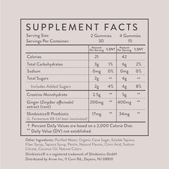 Arrae Tone Gummies bottle label shows 5g creatine monohydrate per serving.