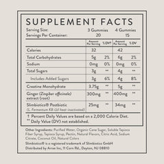 Arrae Tone Gummies label close-up highlighting creatine monohydrate ingredient.