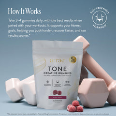 Arrae Tone mixed berry gummies highlighting tasty daily muscle support.