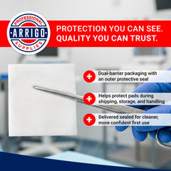 Arrigo 4x4 sponges in non-sterile pack ready for general care.