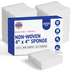 Arrigo 4x4 sponges pack closeup for reliable wound care prep.