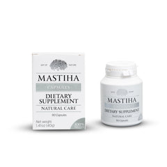 ART OF NATURE MASTIHA capsules being poured for easy daily intake