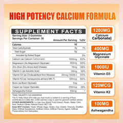 ArtDietistX calcium gummies bottle back, nutrition panel highlights balanced minerals.