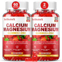 ArtDietistX Calcium Magnesium Zinc Gummies bottle showing convenient daily calcium support
