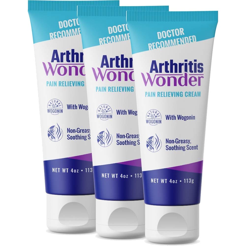 Arthritis Wonder 3-pack display shows daily joint relief options.