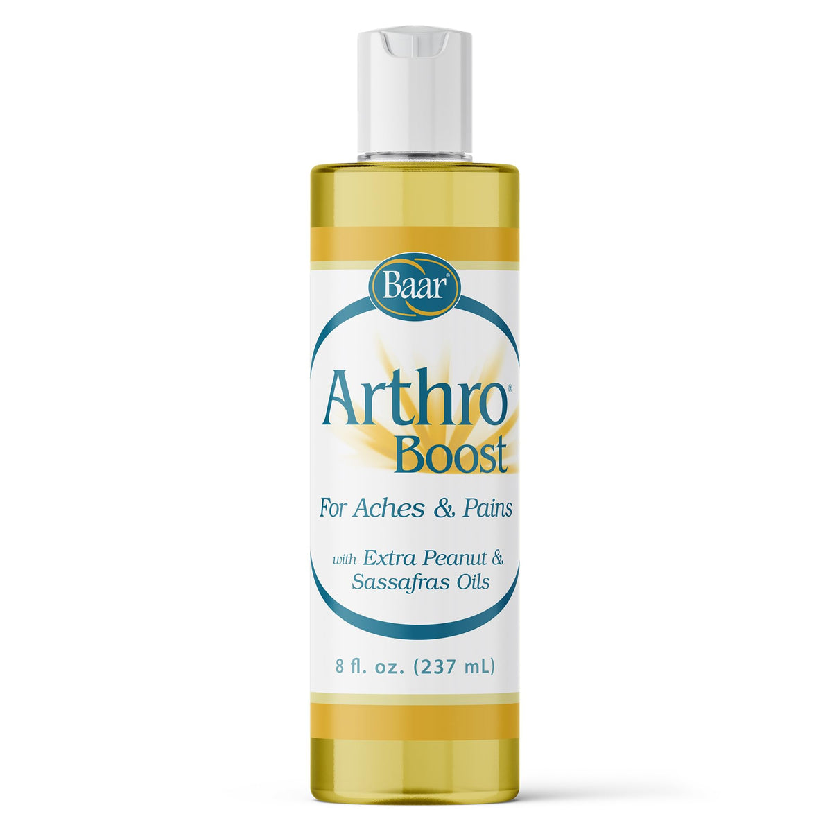 Arthro Baar Boost massage oil bottle pour soothes joints after activity.
