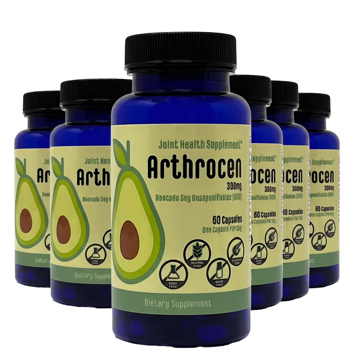Arthrocen ASU capsule bottle promotes daily joint comfort.