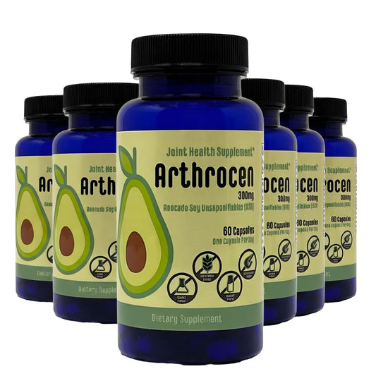 Arthrocen ASU capsule bottle promotes daily joint comfort.