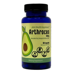 Arthrocen bottle with capsules highlights daily joint support potential.