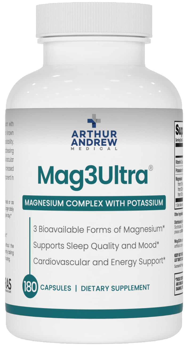 Arthur Andrew Mag3Ultra bottle label highlights triple magnesium for daily support