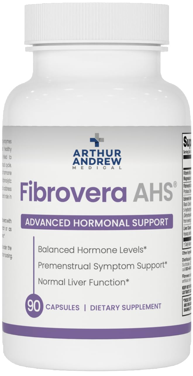 Arthur Andrew Medical Fibrovera bottle front showing clean label and hormone support potential