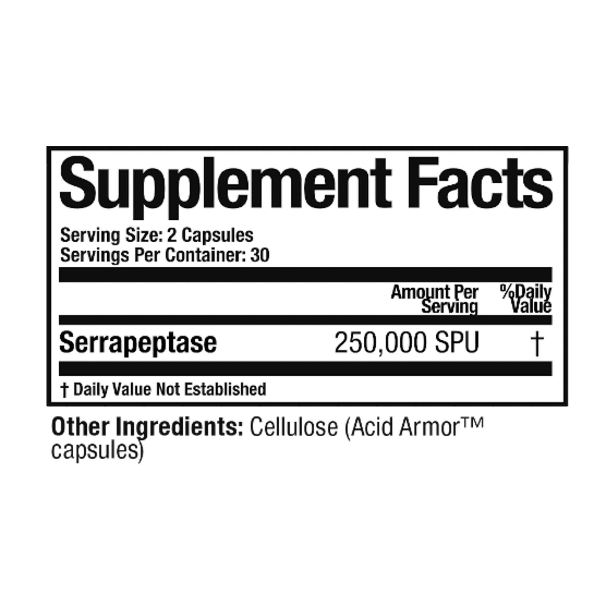 Arthur Andrew Medical Serretia bottle back label with potency information