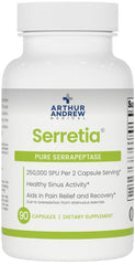 Arthur Andrew Medical Serretia bottle front for easy daily enzyme support.