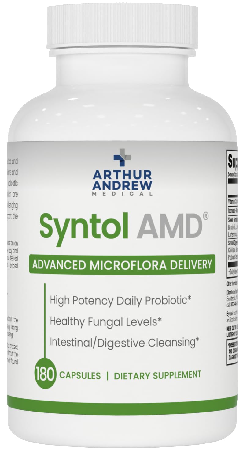 Arthur Andrew Medical Syntol bottle front view showing the 3-in-1 formula for gut balance