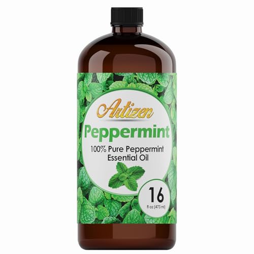 Artizen Peppermint Essential Oil 16oz bottle ready for diffuser use.