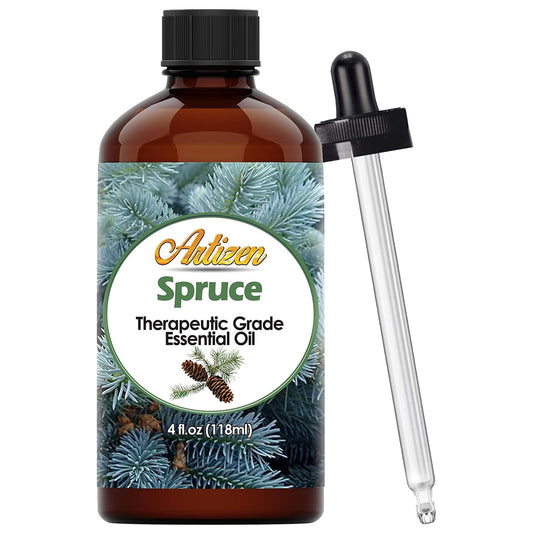 Artizen spruce essential oil bottle with dropper for easy diffuser use