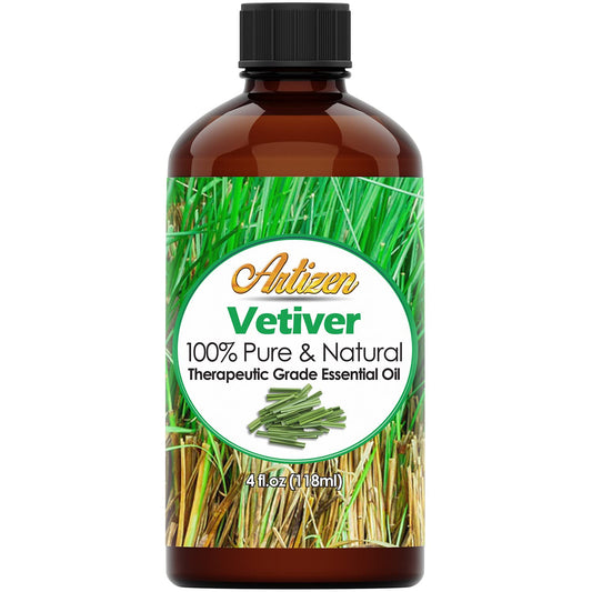 Artizen Vetiver oil 4oz bottle in UV glass preserves aroma and purity