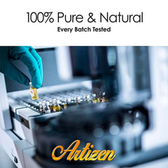 Artizen Vetiver purity-testing label confirms quality and safety