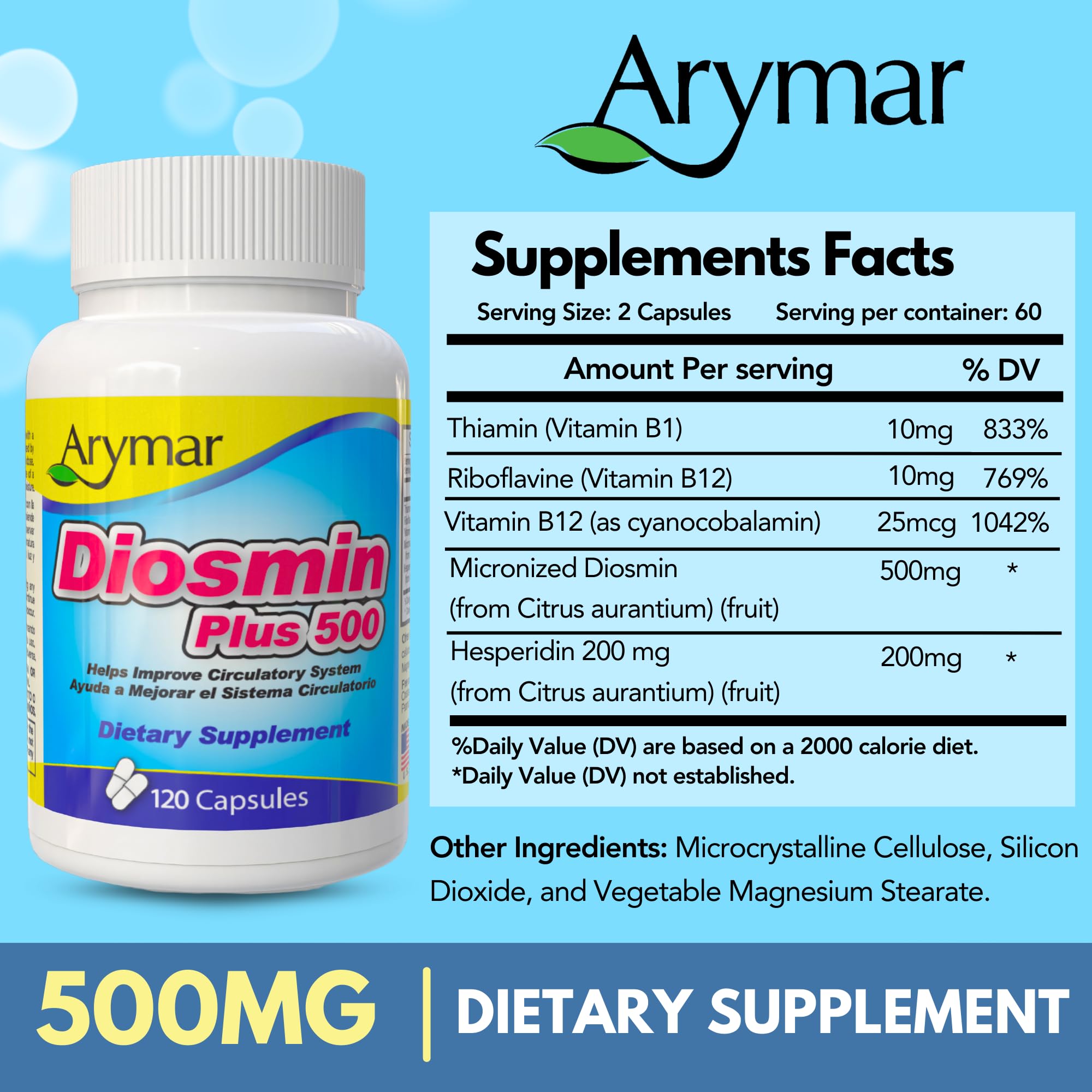 Arymar Diosmin Plus 500 daily routine with bottle on desk for convenient use.
