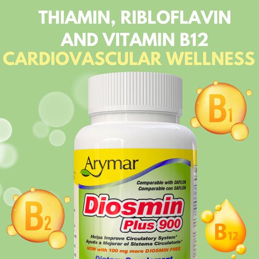 Arymar Diosmin Plus 900 capsules closeup highlighting easy daily intake.