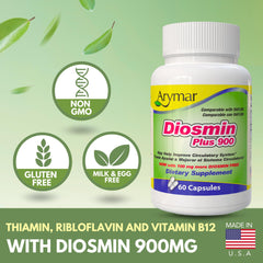 Arymar Diosmin Plus 900 packaging on shelf signals trusted quality for vascular support.