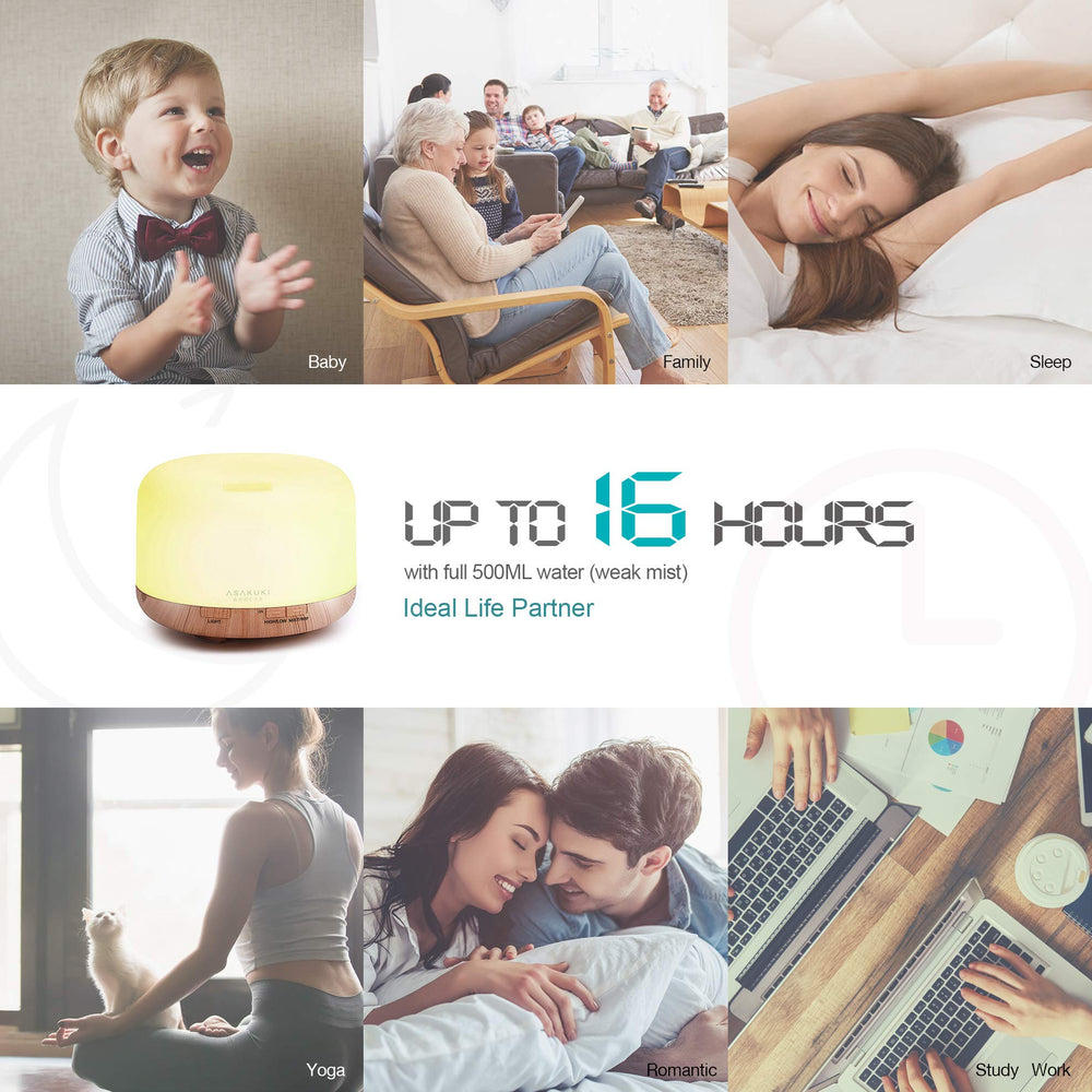 ASAKUKI diffuser dimmable light to avoid sleep disturbance