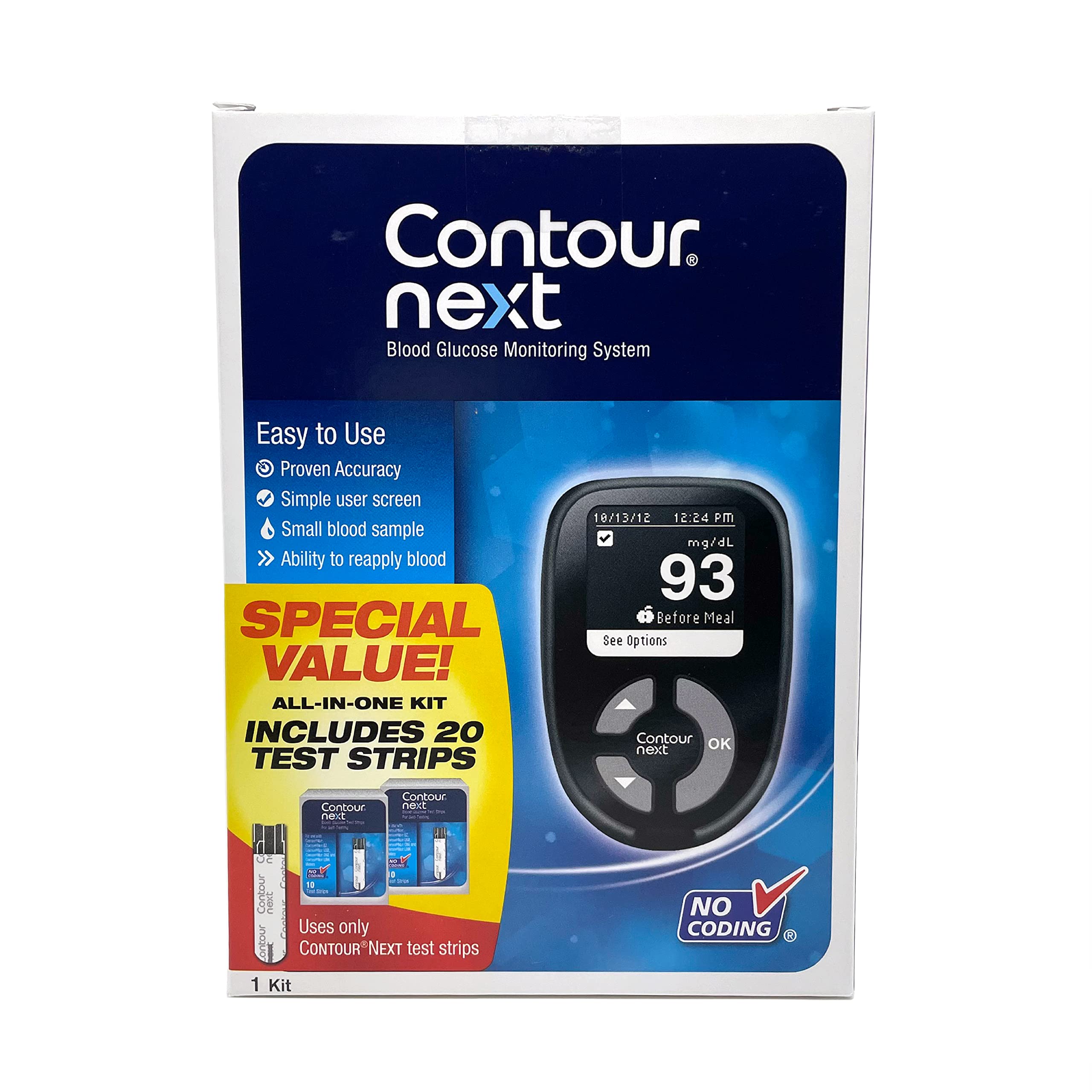 Ascensia CONTOUR NEXT test strips pack with easy-to-read results