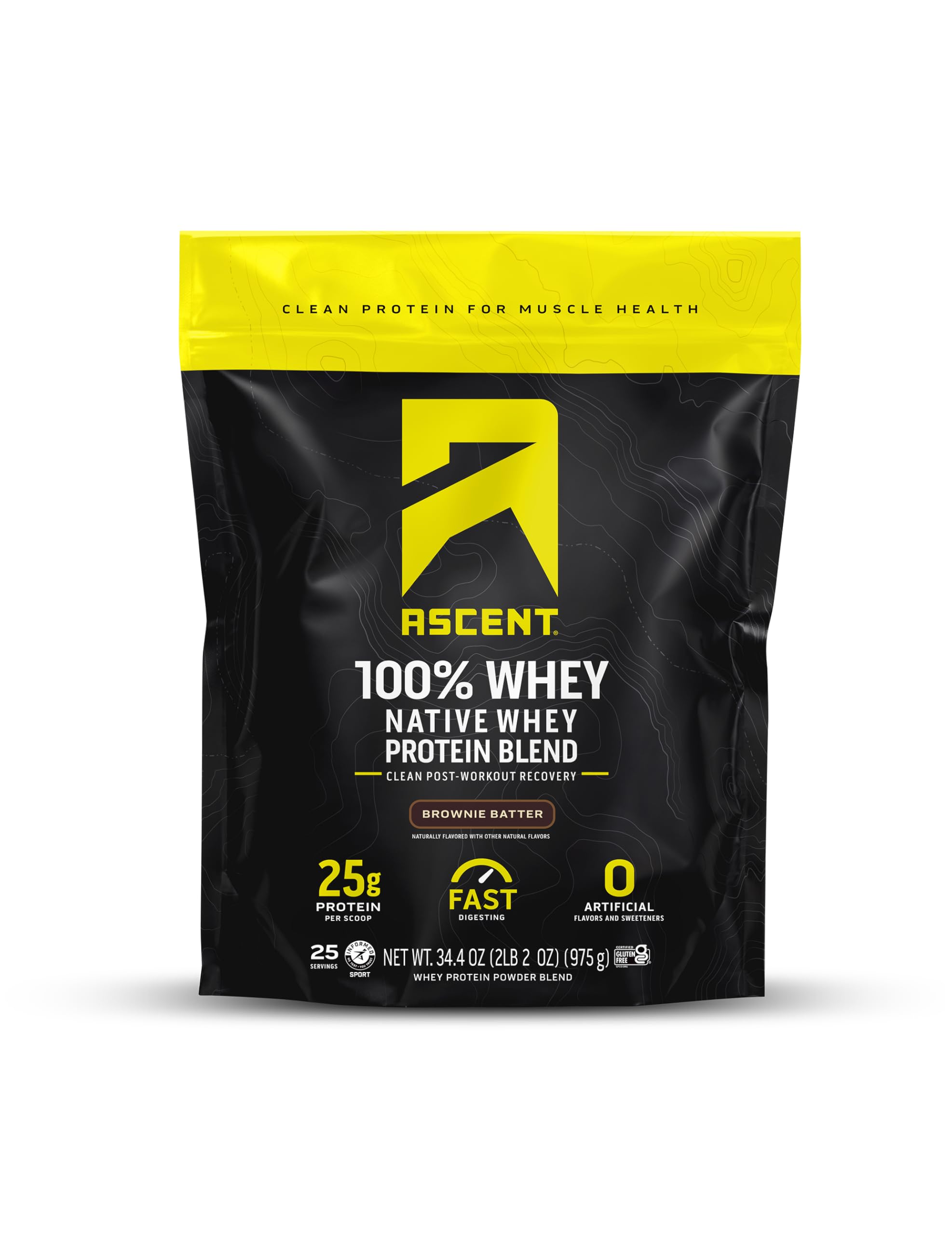 Ascent Brownie Batter whey shake for post-workout recovery.