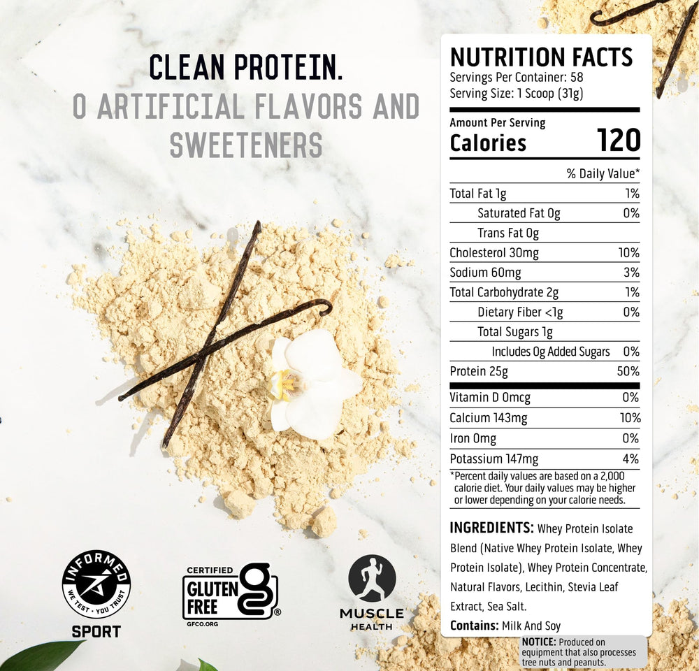 Ascent zero-added-sugar claim on label for keto-friendly protein choice.