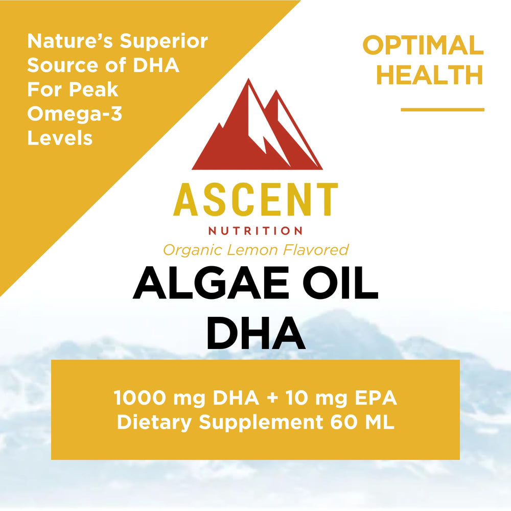 Close-up of the Ascent Nutrition label highlighting vegan organic ingredients.