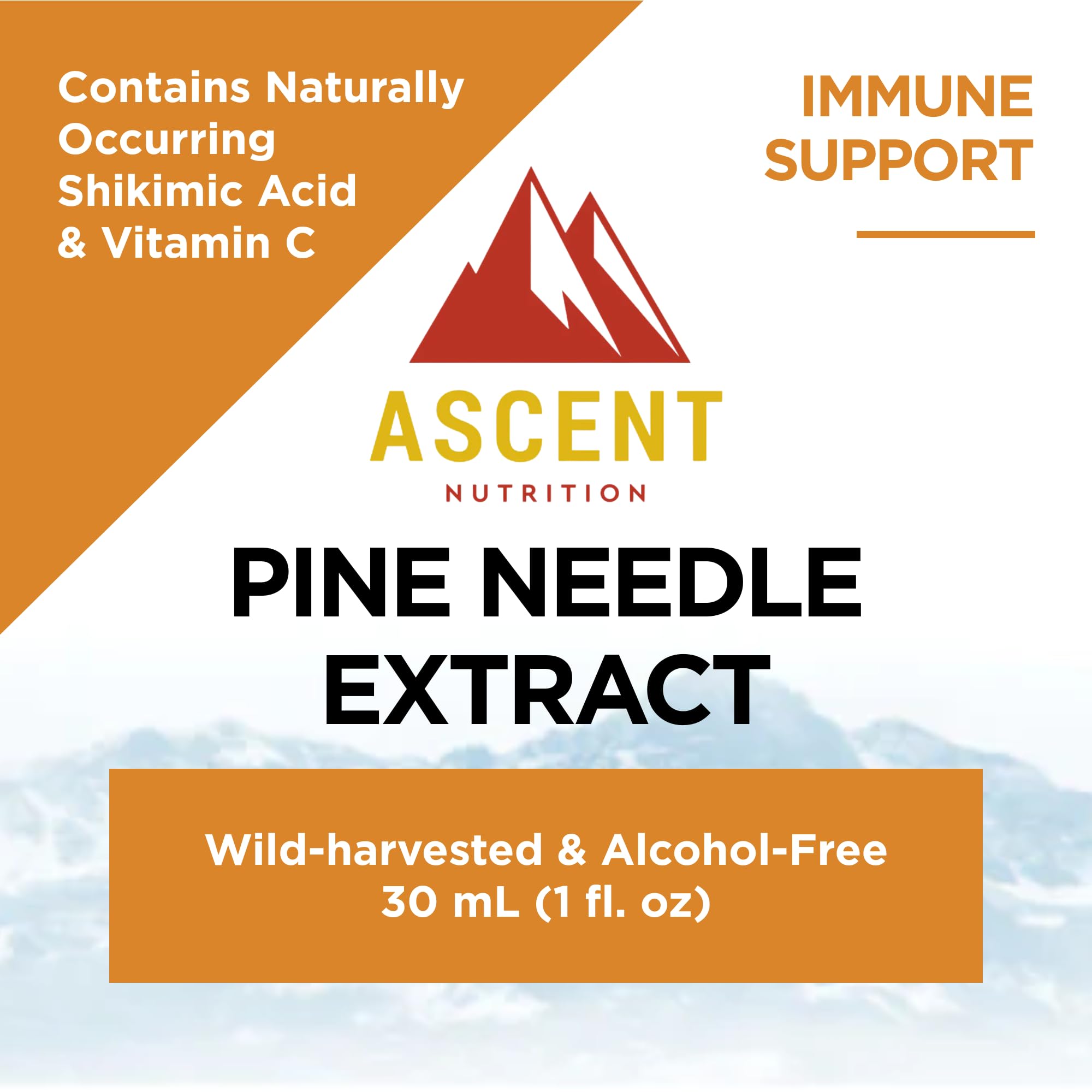 Ascent Nutrition Pine Needle Extract dropper dispense enables easy, alcohol-free dosing