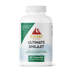 Ascent Nutrition Ultimate Shilajit bottle pour hints at potential energy support.