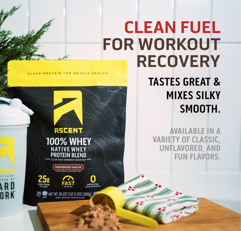 Ascent stevia-sweetened whey offers minimal sugar flavor.
