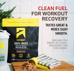 Ascent stevia-sweetened whey offers minimal sugar flavor.